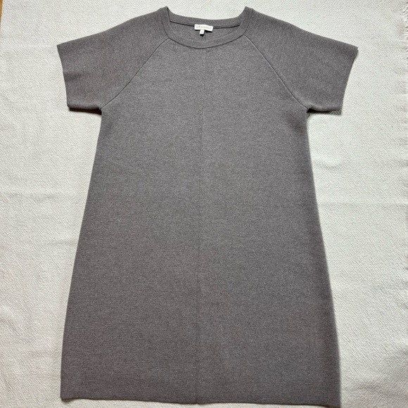 Ann Mashburn 100% Wool Taupe Beige Jersey Knit Mini Dress M - Picture 2 of 8